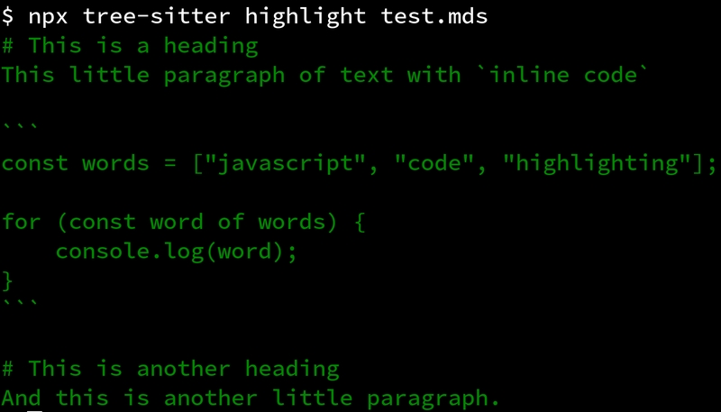 Simple syntax higlighting